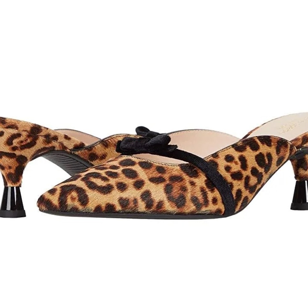 Kate Spade Leopard Print Mules with Black Bow - Picture 2 of 9